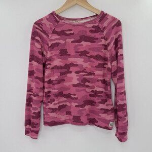 Lucky Brand Girl’s Long Sleeve Tee Knit Top Camo Sweatshirt Pink Camo Sz L 14/16